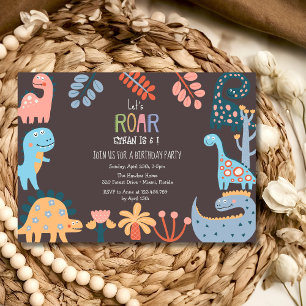 Invitation Anniversaire des enfants dinos rugissons