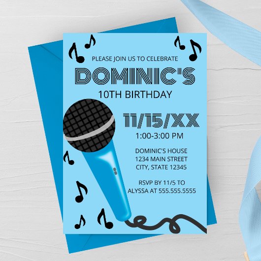 Invitation Anniversaire des enfants du micro bleu