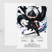 Invitation Anniversaire des enfants Shuriken Ninja (Devant / Derrière)