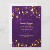 Invitation Anniversaire des étoiles d'or violet (Devant)