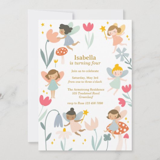 Invitation Anniversaire des fées magiques (Devant)