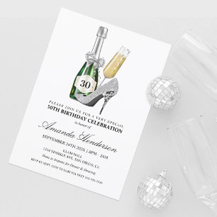 Invitation Anniversaire des femmes en argent et champagne