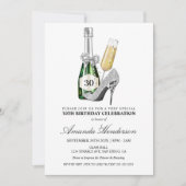 Invitation Anniversaire des femmes en argent et champagne (Devant)