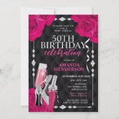 Invitation Anniversaire des femmes rose et argent (Devant)