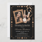 Invitation Anniversaire des femmes roses en or et champagne (Devant)