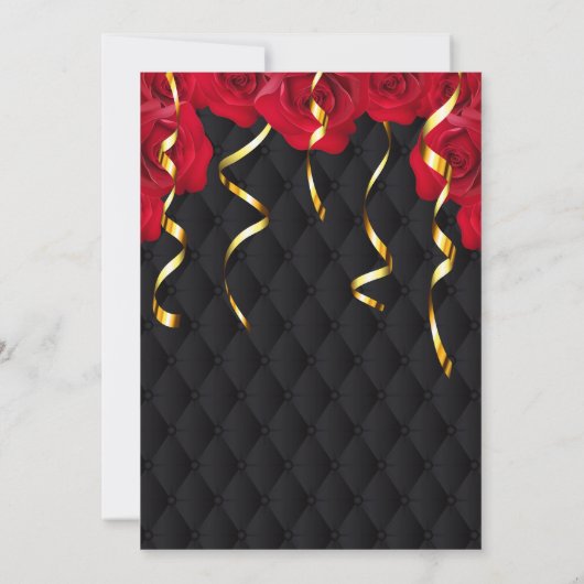 Invitation Anniversaire des femmes rouge et or (Dos)