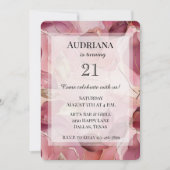 Invitation Anniversaire des Feuilles d'or rose (Devant)