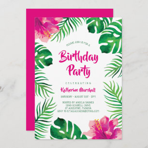 Invitation Anniversaire des Feuilles tropicaux de l'Hibiscus