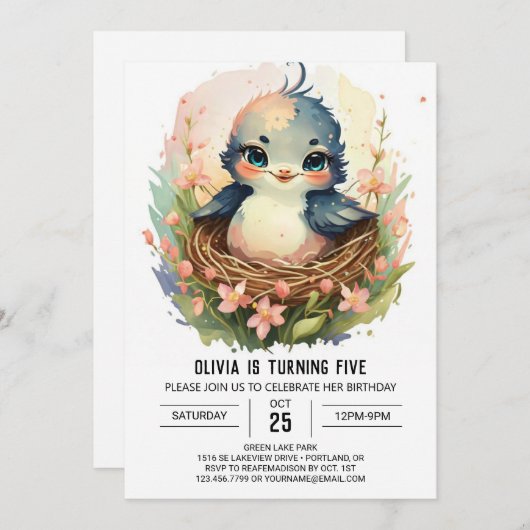 Invitation Anniversaire des filles éditable (Devant / Derrière)