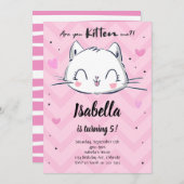 Invitation Anniversaire des filles roses de Kitten (Devant / Derrière)