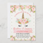 Invitation Anniversaire Des Filles Twins Ou Unicor (Devant)