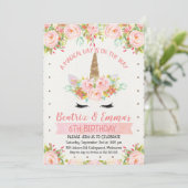 Invitation Anniversaire Des Filles Twins Ou Unicor (Debout devant)