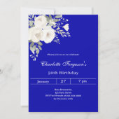 Invitation Anniversaire des fleurs blanches bleues (Devant)