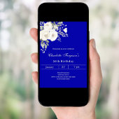 Invitation Anniversaire des fleurs blanches bleues