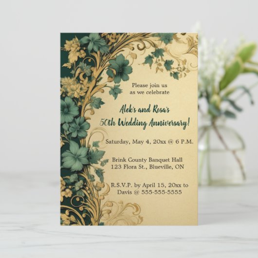 Invitation Anniversaire des fleurs bleues modifiables (Debout devant)