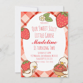 Invitation Anniversaire des fraises d'oie doux bête
