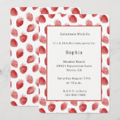 Invitation Anniversaire des Fraises Rouges (Devant / Derrière)