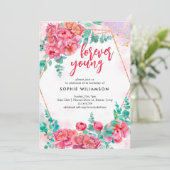 Invitation Anniversaire des jeunes mariés et roses (Debout devant)