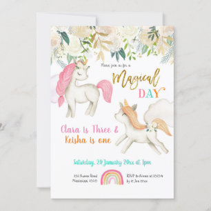 Invitation Anniversaire des jumeaux magiques Unico
