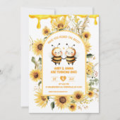 Invitation Anniversaire des jumeaux tournesol (Devant)