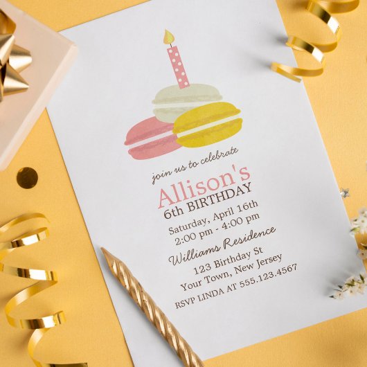 Invitation Anniversaire des Macarons français mignons