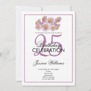 Invitation Anniversaire des marguerites roses romantiques