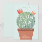 Invitation Anniversaire des Modern Cactus Kids (Devant / Derrière)