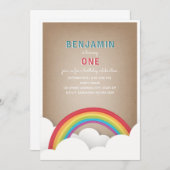 Invitation Anniversaire des nuages arc-en-ciel inspirés par C (Devant / Derrière)
