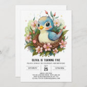 Invitation Anniversaire des oiseaux chanteurs (Devant / Derrière)