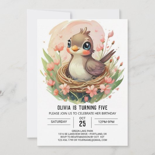 Invitation Anniversaire des oiseaux de Colibri (Devant)