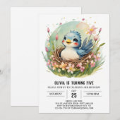 Invitation Anniversaire des oiseaux de Colibri (Devant / Derrière)