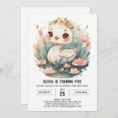 Invitation Anniversaire des oiseaux de cygne enchantés (Devant / Derrière)