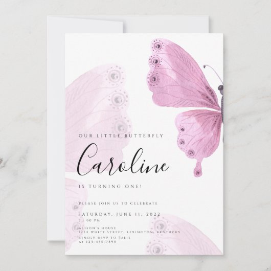 Invitation Anniversaire des papillons (Devant)