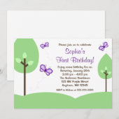 Invitation Anniversaire des papillons pourpres (Devant / Derrière)