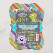 Invitation Anniversaire des petits monstres effrayants (Devant / Derrière)
