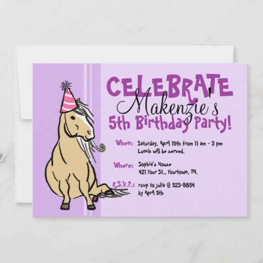 Invitation Anniversaire des Pony Girls de Purple Party (Devant)