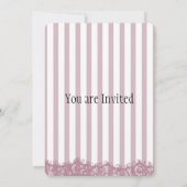 Invitation Anniversaire des rayures roses et de la dentelle (Dos)