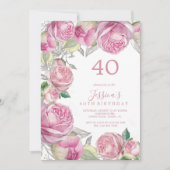 Invitation Anniversaire des Roses romantiques vintages (Devant)