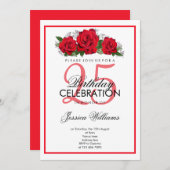 Invitation Anniversaire des Roses Rouges Romantiques (Devant / Derrière)