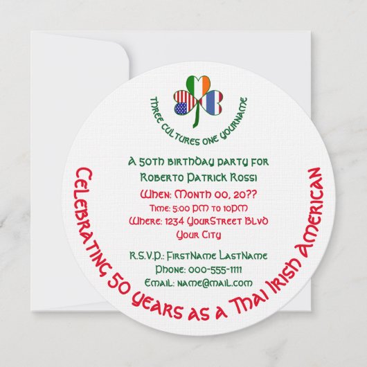 Invitation Anniversaire des Shamrocks irlandais (Devant)