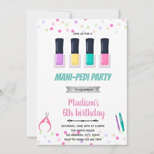 Invitation Anniversaire des spas de Mani pedi (Devant)