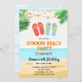 Invitation anniversaire des tongs de plage (Devant / Derrière)