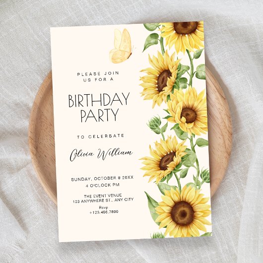 Invitation Anniversaire des tournesols