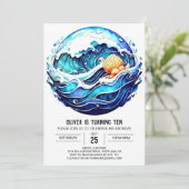 Invitation Anniversaire des vagues marines (Debout devant)