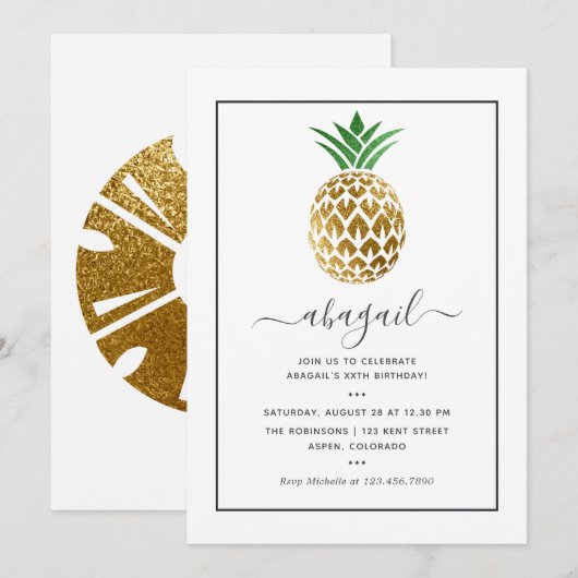 Invitation Anniversaire d'été à l'ananas (Devant / Derrière)