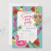 Invitation Anniversaire d'été, Ananas rafraîchissant, Pastèqu (Devant)