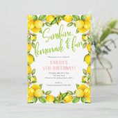 Invitation Anniversaire d'été, citron, anniversaire de fille (Debout devant)