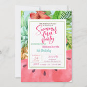 Invitation Anniversaire d'été de l'ananas, de la pastèque Pal (Devant)