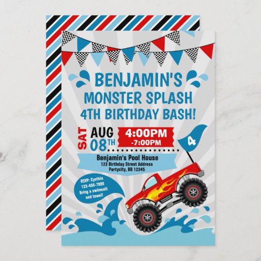 Invitation Anniversaire d'été de réception au bord de la (Devant / Derrière)