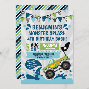Invitation Anniversaire d'été du Monster Truck Pool